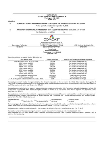 Miniature Comcast 10-Q Rapport trimestriel 2022 