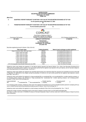 Miniature Comcast 10-Q Rapport trimestriel 2023 