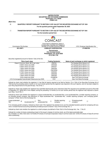 Miniature Comcast 10-Q Rapport trimestriel 2023 