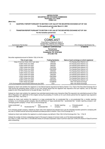 Miniature Comcast 10-Q Rapport trimestriel 2025 