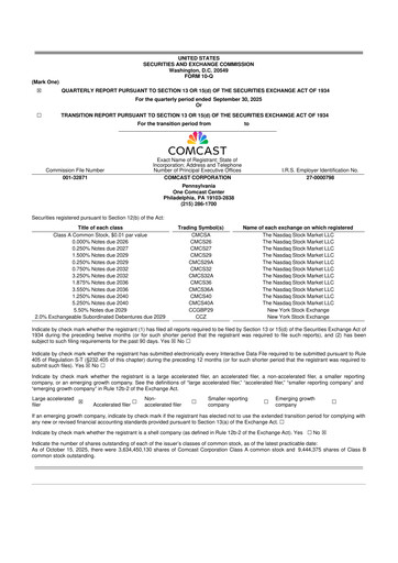 Miniature Comcast 10-Q Rapport trimestriel 2025 
