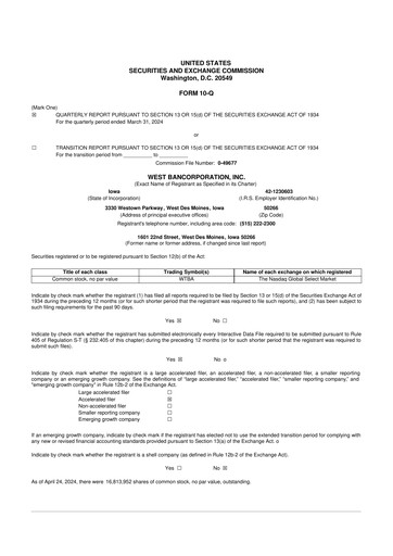 Thumbnail West Bancorporation 10-Q Quarterly Report FY2024 