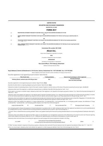 Thumbnail Alcon 20-F Annual Report 2021