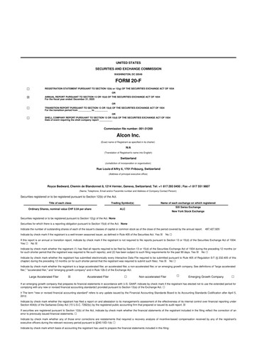 Thumbnail Alcon 20-F Annual Report 2025