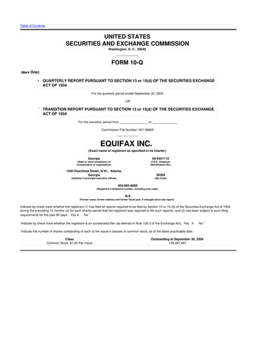 Vorschaubild Equifax 10-Q Quartalsbericht  