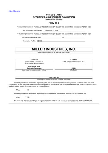 Thumbnail Miller Industries 10-Q Quarterly Report FY 