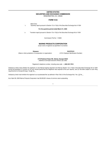 Miniature Marine Products Corporation 10-Q Rapport trimestriel  
