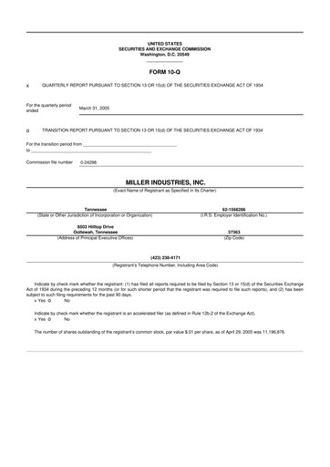 Thumbnail Miller Industries 10-Q Quarterly Report FY 