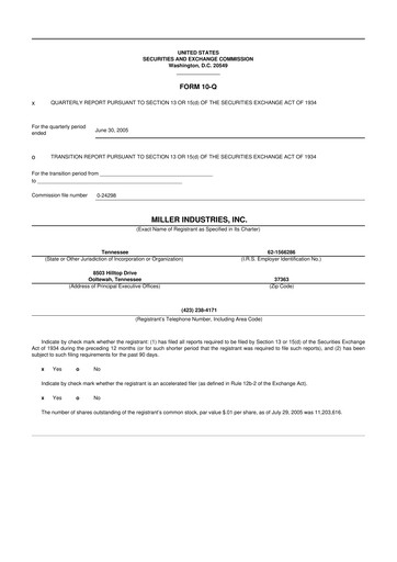 Thumbnail Miller Industries 10-Q Quarterly Report FY 