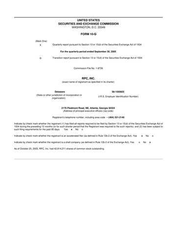 Thumbnail RPC, Inc. 10-Q Quarterly Report FY 