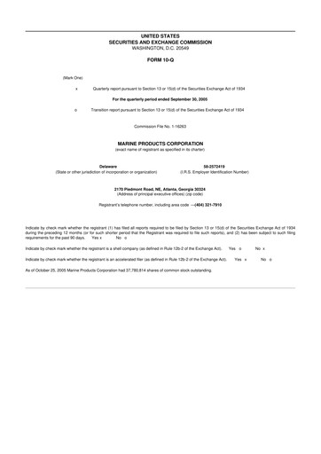 Miniature Marine Products Corporation 10-Q Rapport trimestriel  