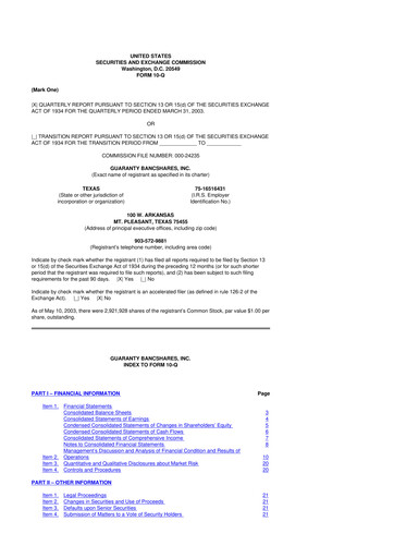 Thumbnail Guaranty Bancshares 10-Q Quarterly Report FY 