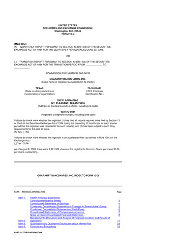 Thumbnail Guaranty Bancshares 10-Q Quarterly Report FY 