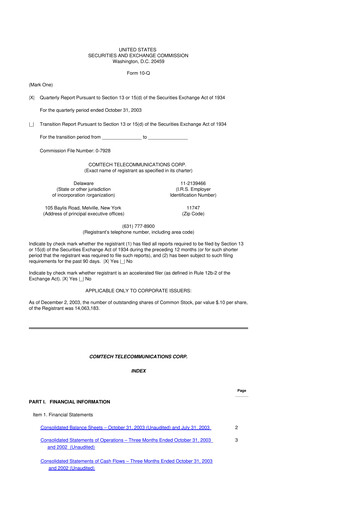 Thumbnail Comtech Telecommunications 10-Q Quarterly Report FY 