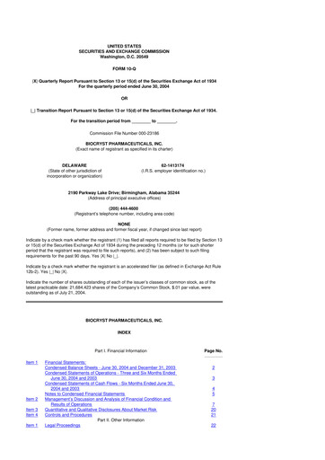 Thumbnail BioCryst Pharmaceuticals
 10-Q Quarterly Report FY 