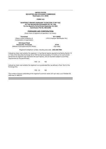 Thumbnail Forward Air 10-Q Quarterly Report FY 