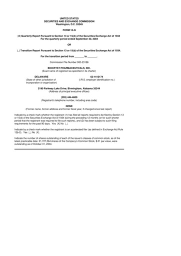 Thumbnail BioCryst Pharmaceuticals
 10-Q Quarterly Report FY 