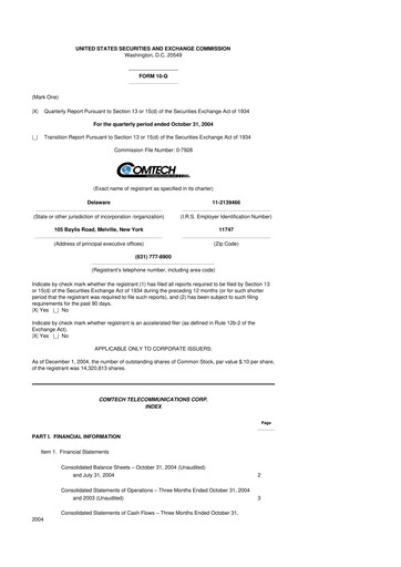 Thumbnail Comtech Telecommunications 10-Q Quarterly Report FY 