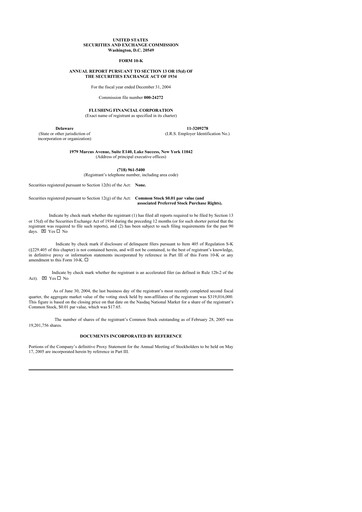 Thumbnail Flushing Financial Corp 10-K Annual Report 
