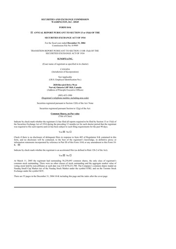 Thumbnail SunOpta 10-K Annual Report 