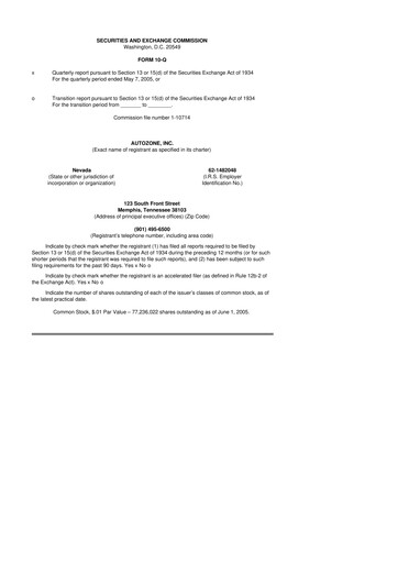 Miniature AutoZone 10-Q Rapport trimestriel  