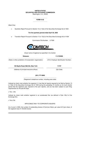 Thumbnail Comtech Telecommunications 10-Q Quarterly Report FY 