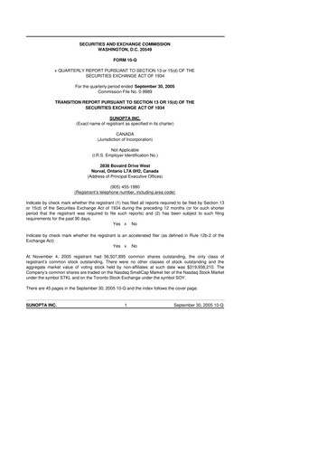 Vorschaubild SunOpta 10-Q Quartalsbericht  