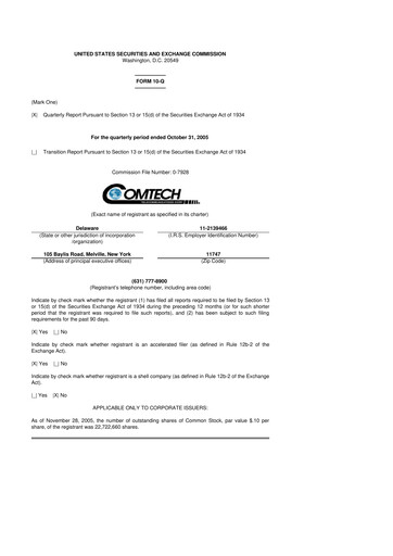 Thumbnail Comtech Telecommunications 10-Q Quarterly Report FY 