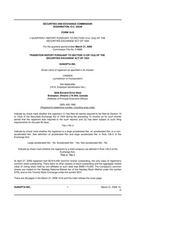 Vorschaubild SunOpta 10-Q Quartalsbericht  