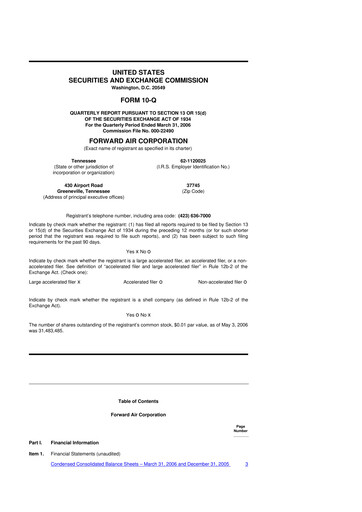 Thumbnail Forward Air 10-Q Quarterly Report FY 