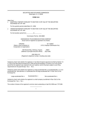Thumbnail Shentel 10-Q Quarterly Report FY 