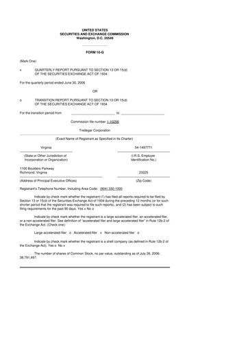 Thumbnail Tredegar 10-Q Quarterly Report FY 