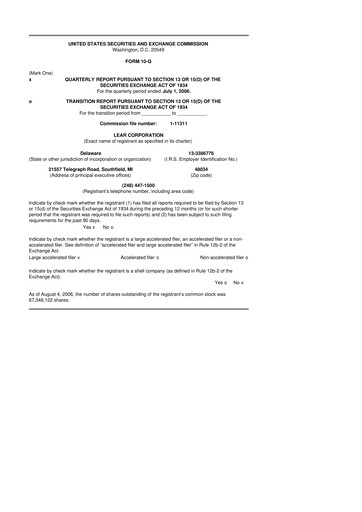 Thumbnail Lear Corporation
 10-Q Quarterly Report FY 