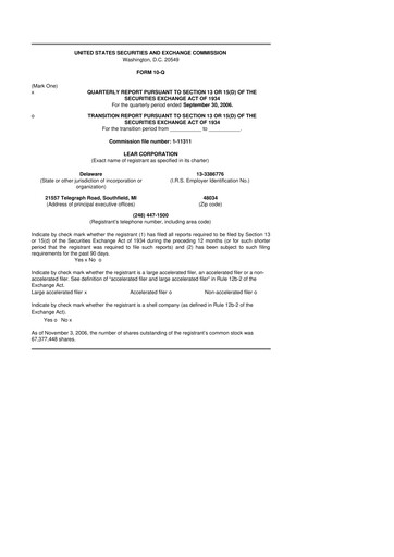 Thumbnail Lear Corporation
 10-Q Quarterly Report FY 