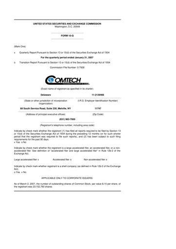 Thumbnail Comtech Telecommunications 10-Q Quarterly Report FY 