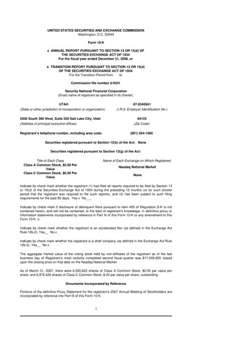 Thumbnail Security National Financial Corporation 10-K Annual Report 