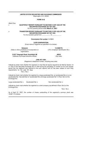 Thumbnail Lear Corporation
 10-Q Quarterly Report FY 