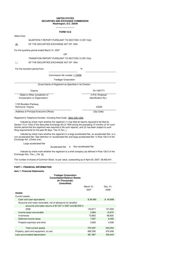 Thumbnail Tredegar 10-Q Quarterly Report FY 