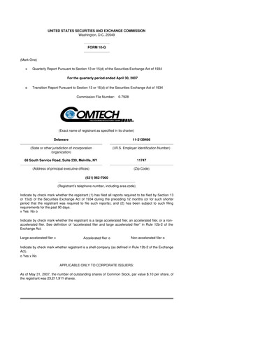 Thumbnail Comtech Telecommunications 10-Q Quarterly Report FY 