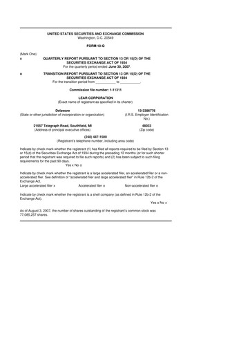 Thumbnail Lear Corporation
 10-Q Quarterly Report FY 