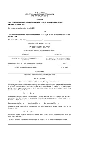 Thumbnail Hancock Whitney 10-Q Quarterly Report FY 