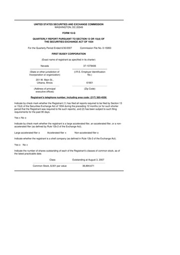 Thumbnail First Busey 10-Q Quarterly Report FY 