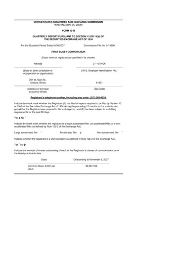 Thumbnail First Busey 10-Q Quarterly Report FY 