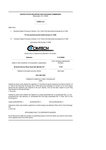 Thumbnail Comtech Telecommunications 10-Q Quarterly Report FY 
