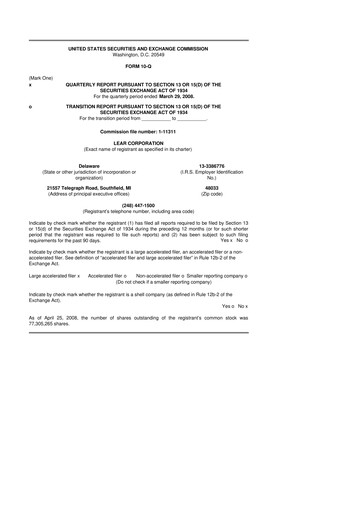 Thumbnail Lear Corporation
 10-Q Quarterly Report FY 