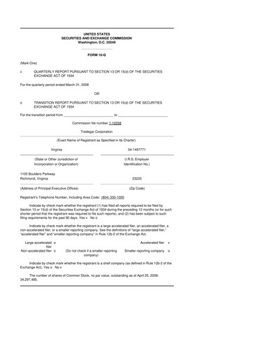 Thumbnail Tredegar 10-Q Quarterly Report FY 