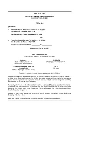 Thumbnail SIGA Technologies 10-Q Quarterly Report FY 