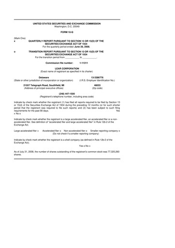 Thumbnail Lear Corporation
 10-Q Quarterly Report FY 