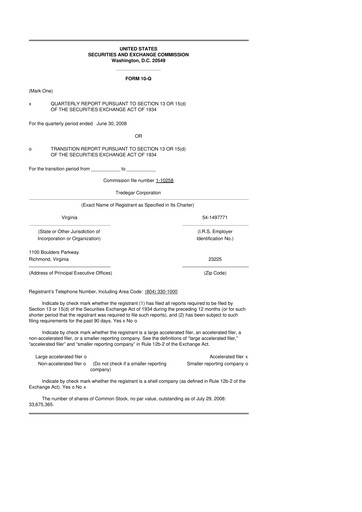 Thumbnail Tredegar 10-Q Quarterly Report FY 