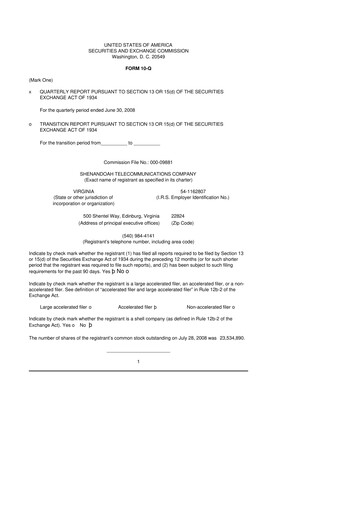 Thumbnail Shentel 10-Q Quarterly Report FY 